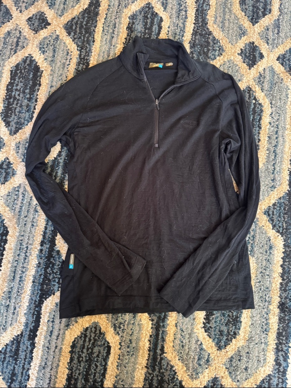 Icebreaker Black Merino Quarter-Zip Pullover